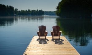 Adirondack chairs on dock
