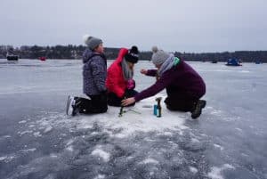 Family ice fishing
