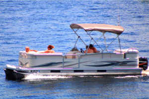 pontoon boat on lake