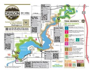 detailed map outlining the route map of the Dragon trail based on construction completion march 2022