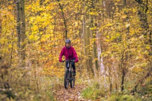 Biking on fall trails