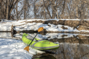 winter paddling on the river